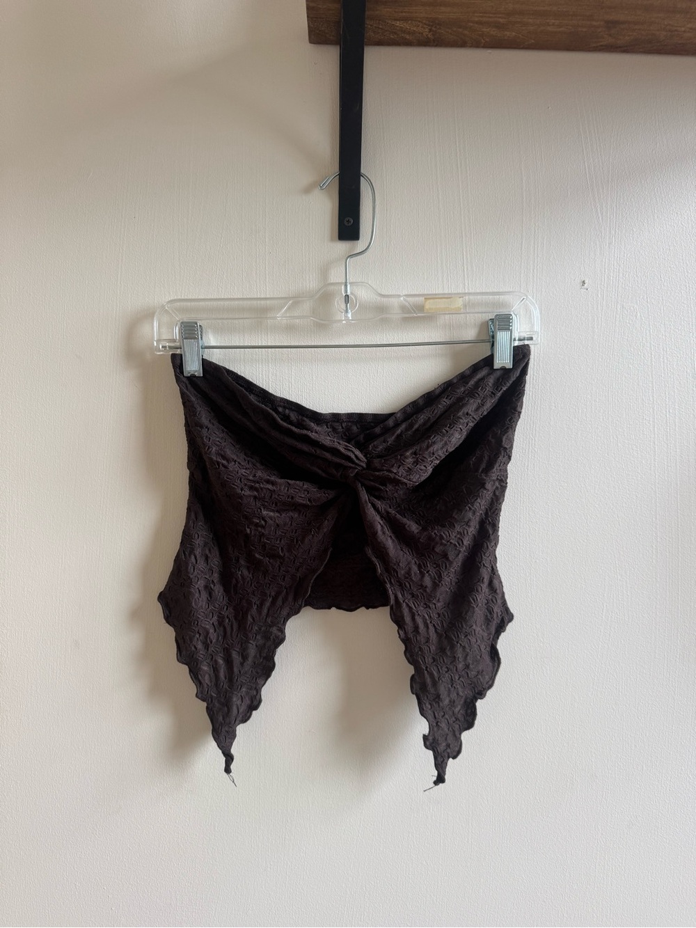 Brown Textured Handkerchief Tube Top | Y2K Fairy Grunge Boho Strapless Top